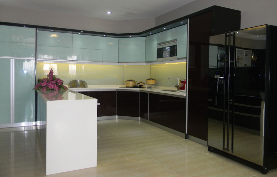 Tủ bếp cánh kính mẫu 1 Tủ bếp cánh kính mẫu 1